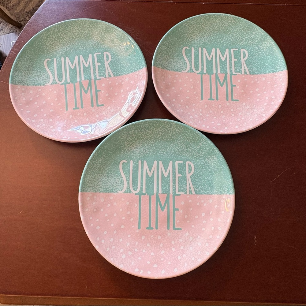 /Zak Designs Summer Time Melamine 9” Dinner Plate - Pink & Mint
